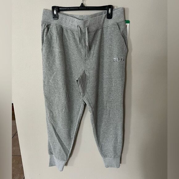 Fila Rib Cuffed Jogger Pants Elastic Tie Waist - Picture 3 of 8